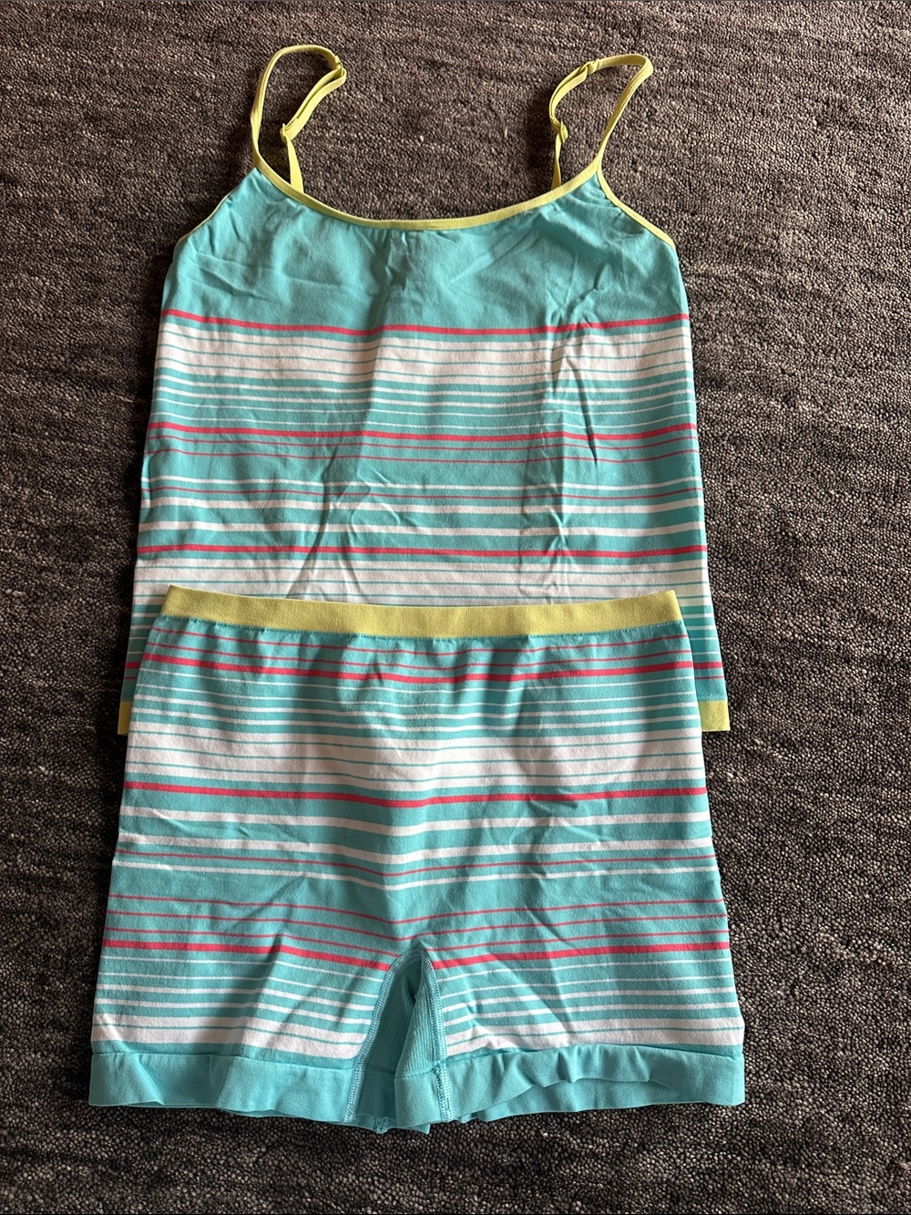 Victoria's Secret Striped Spandex Tank and Boy Shorts Size Large